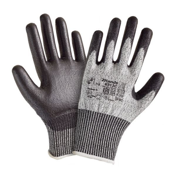 Перчатки 2Hands 6313С, р-р 10, защита от пореза С/А3, полиэфир 13G/РU